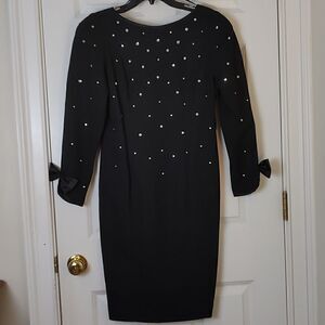 Morton Myles For the Warrens Black Rhinestone Studded Long Sleeve Vintage Dress